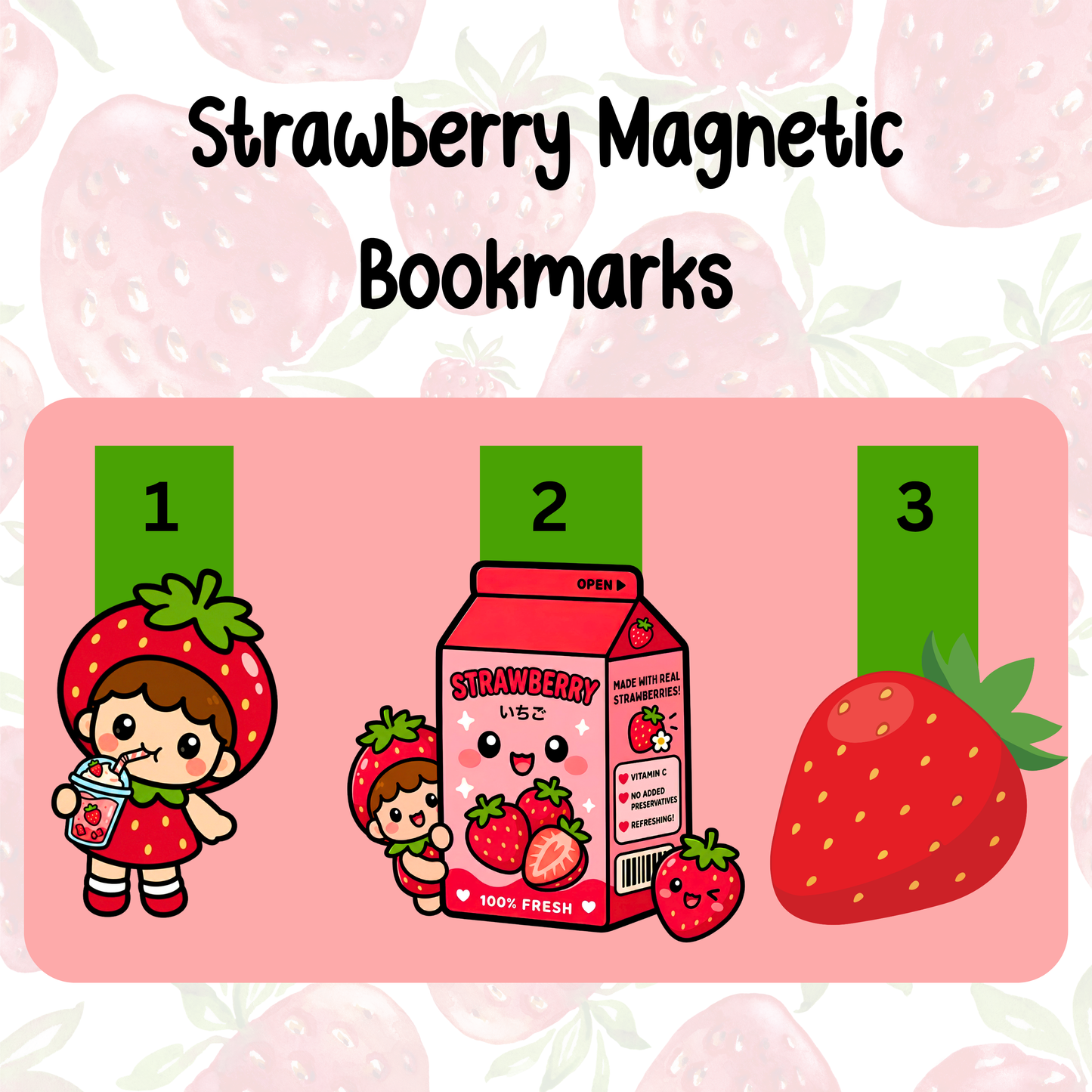 Strawberry Magnetic Bookmarks
