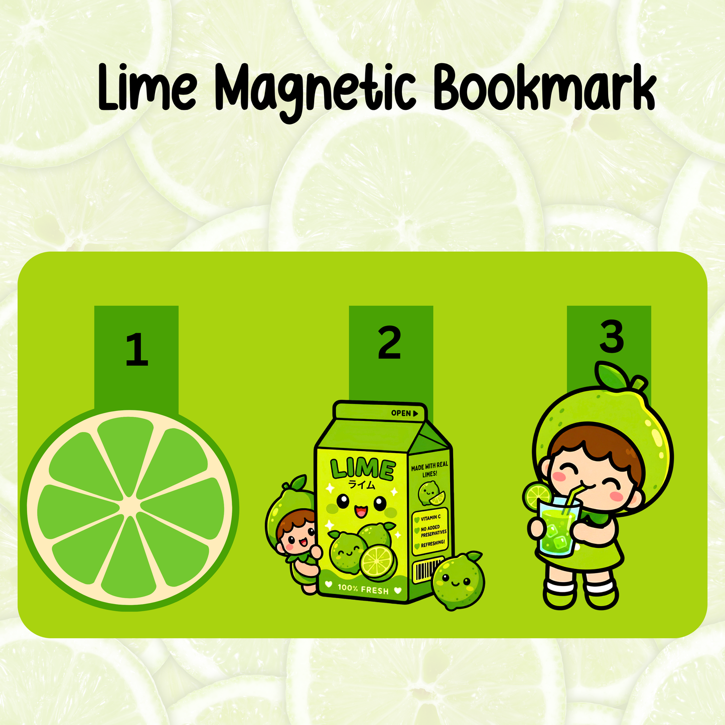 Lime Magnetic Bookmarks