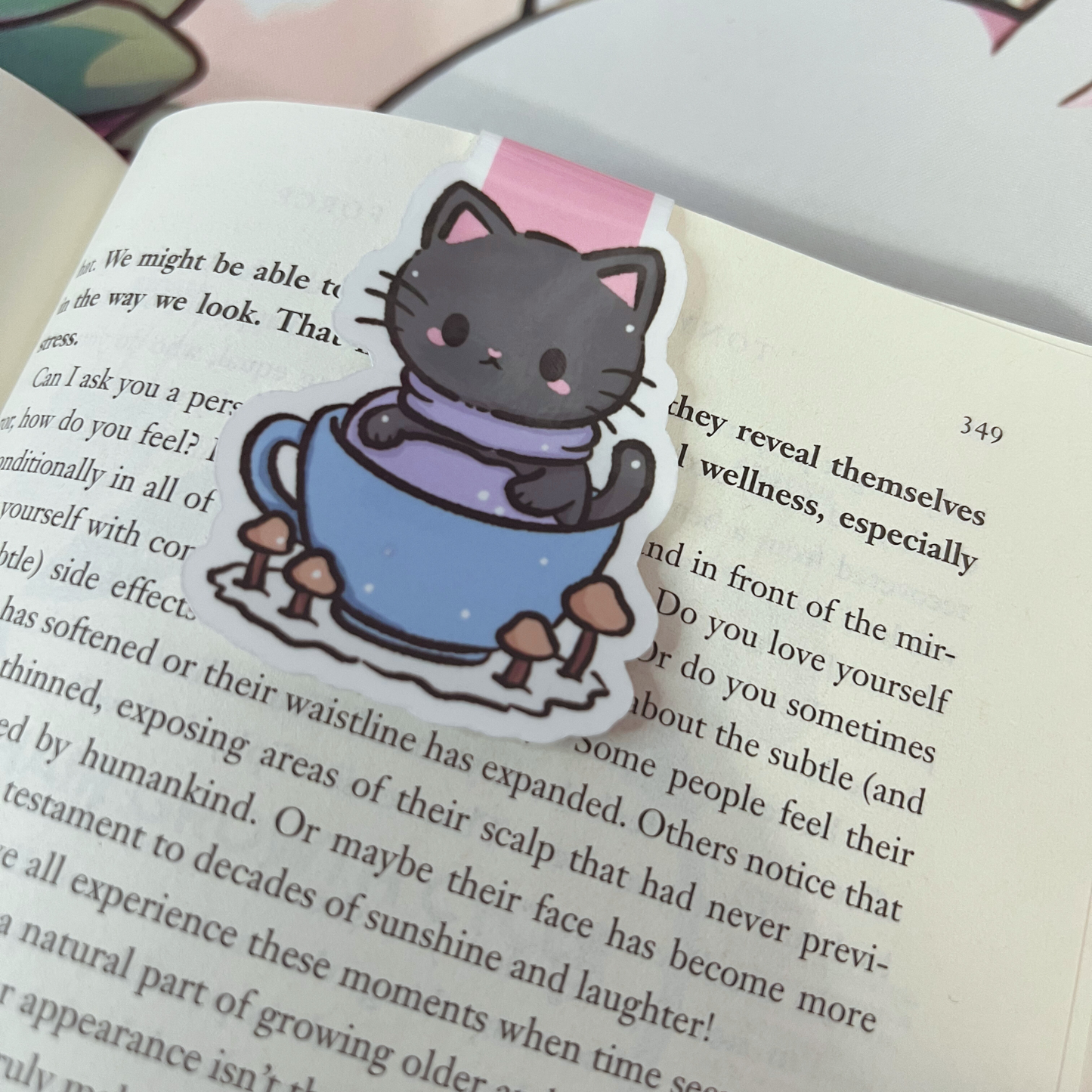 Black Cat in a cup Magnetic Bookmark