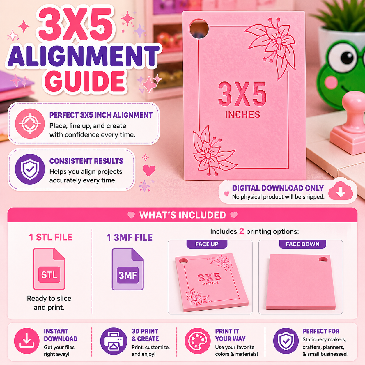 Paper Cutter Alignment Guide-3x5 STL FILE