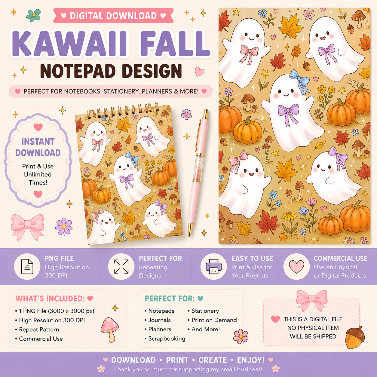 Cute Ghost Notepad Design