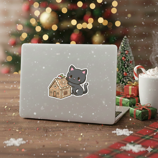 Kawaii Winter Whiskers Kitty Christmas Sticker