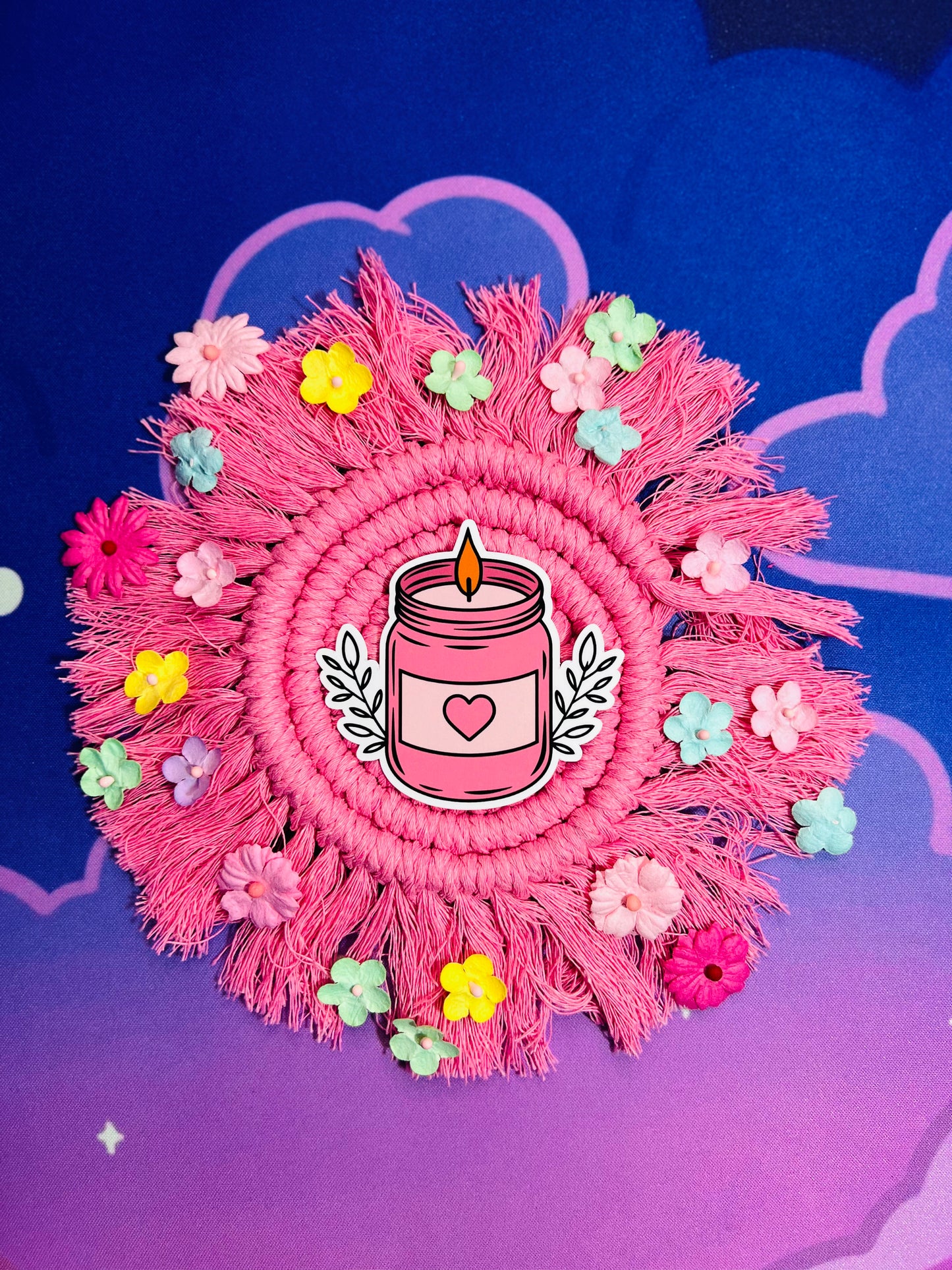 Pink Heart Candle Sticker