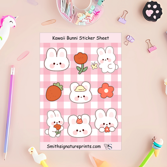 Kawaii Bunni Sticker Sheet