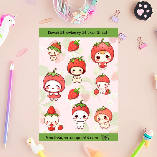 Kawaii Strawberry Sticker Sheet