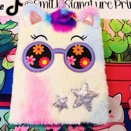 Kawaii Furry Retro Unicorn Sticker Journal (Sketch Pad)