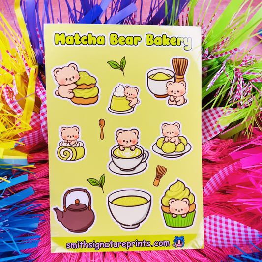Matcha Bear bakery Sticker Sheet