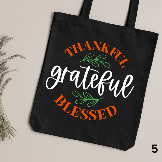 Thankful Grateful Blessed Tote Bag