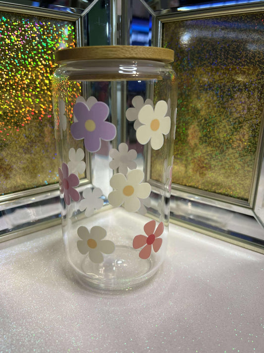 FLOWER 16OZ GLASS CUP