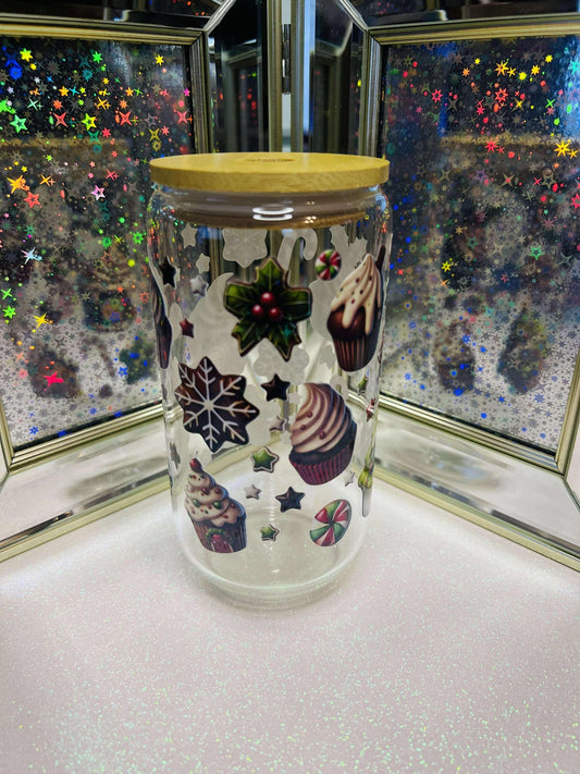 Christmas Cookie 16 oz glass cup