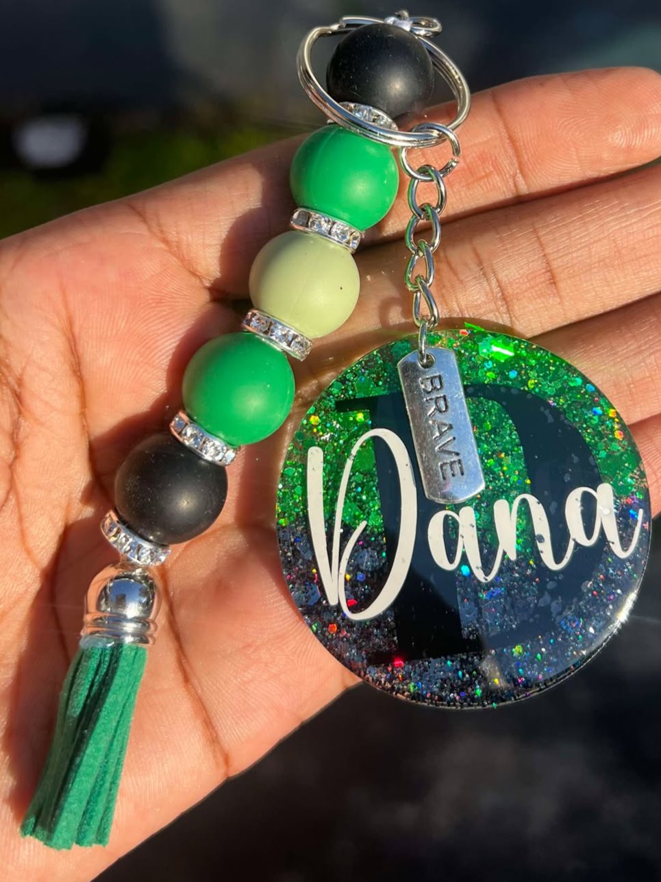 Acrylic Ombre Keychain & Beads Bundle ( Choice of 2 Glitter)