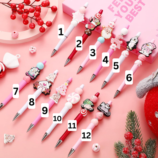 Pink Christmas Beaded Pen