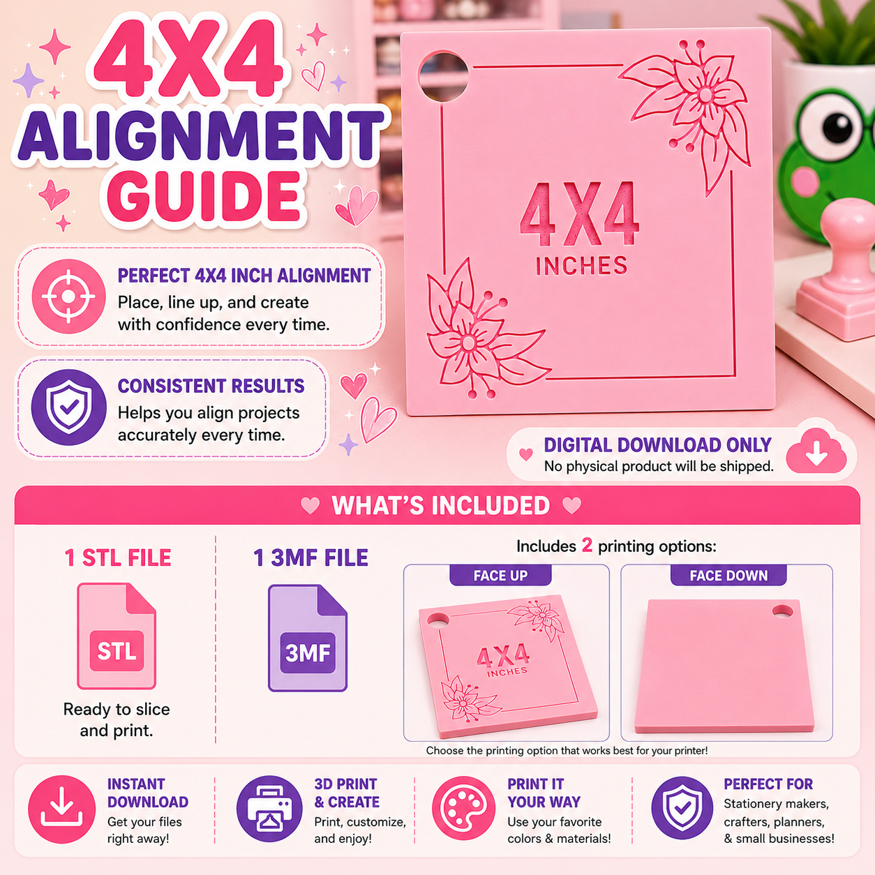 Paper Cutter Alignment Guide-4x4 STL FILE