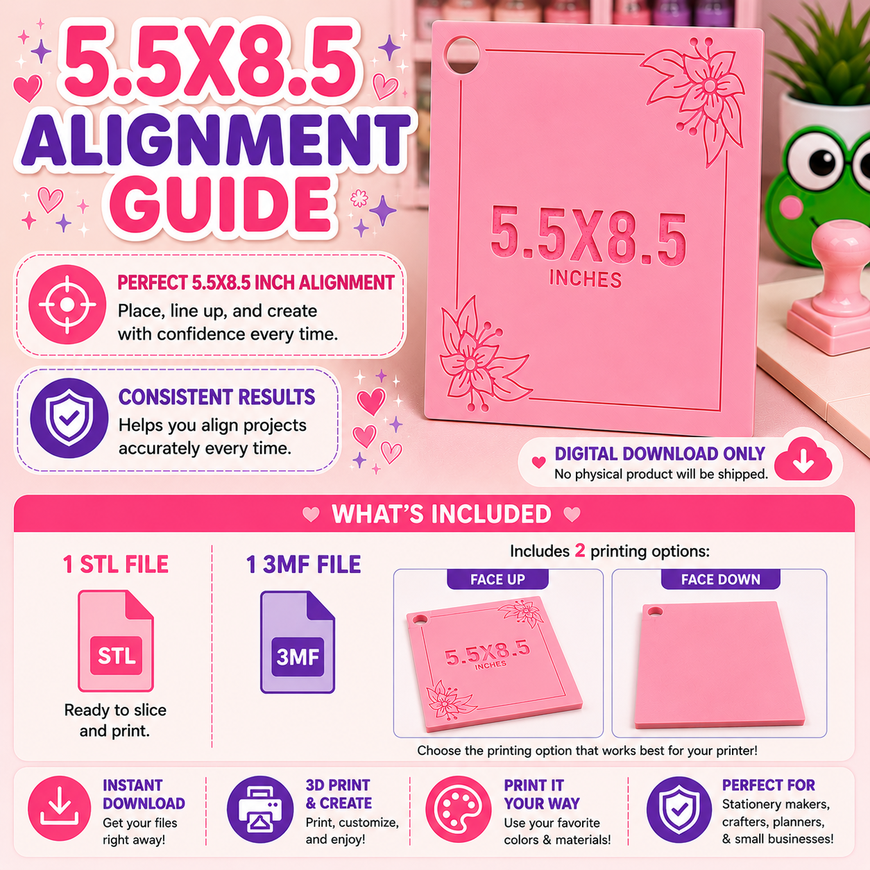 Paper Cutter Alignment Guide-5.5x8.5 STL FILE