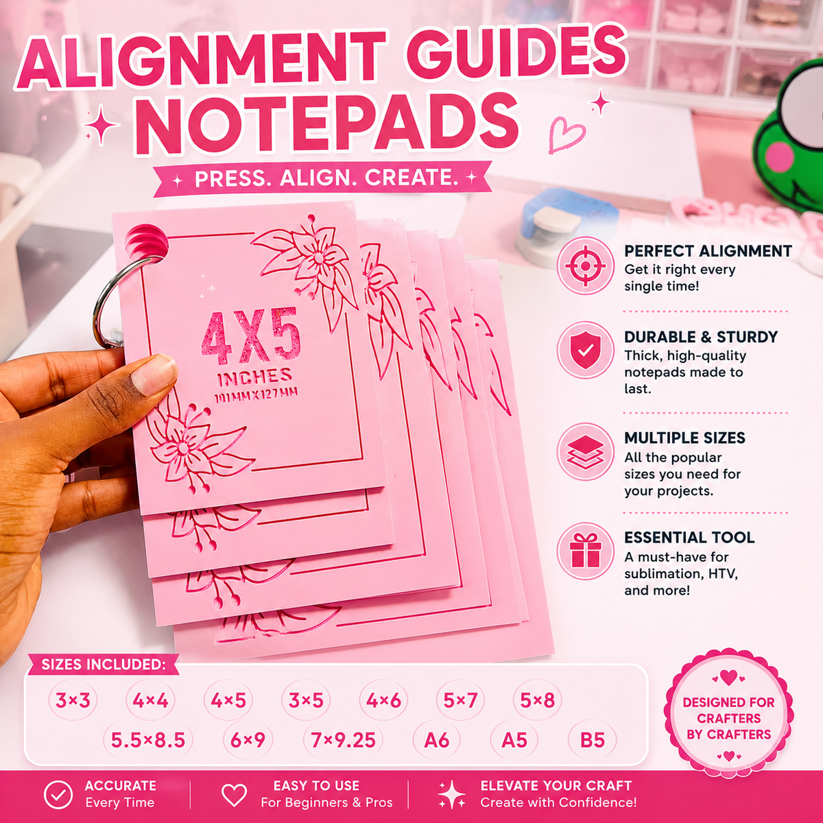 Guillotine/Paper Trimmer Cutting Alignment Guides- Notepads