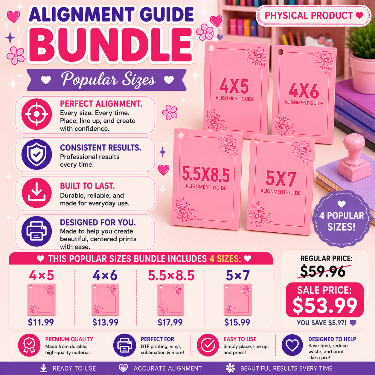 Alignment Guide Bundle- Popular Sizes