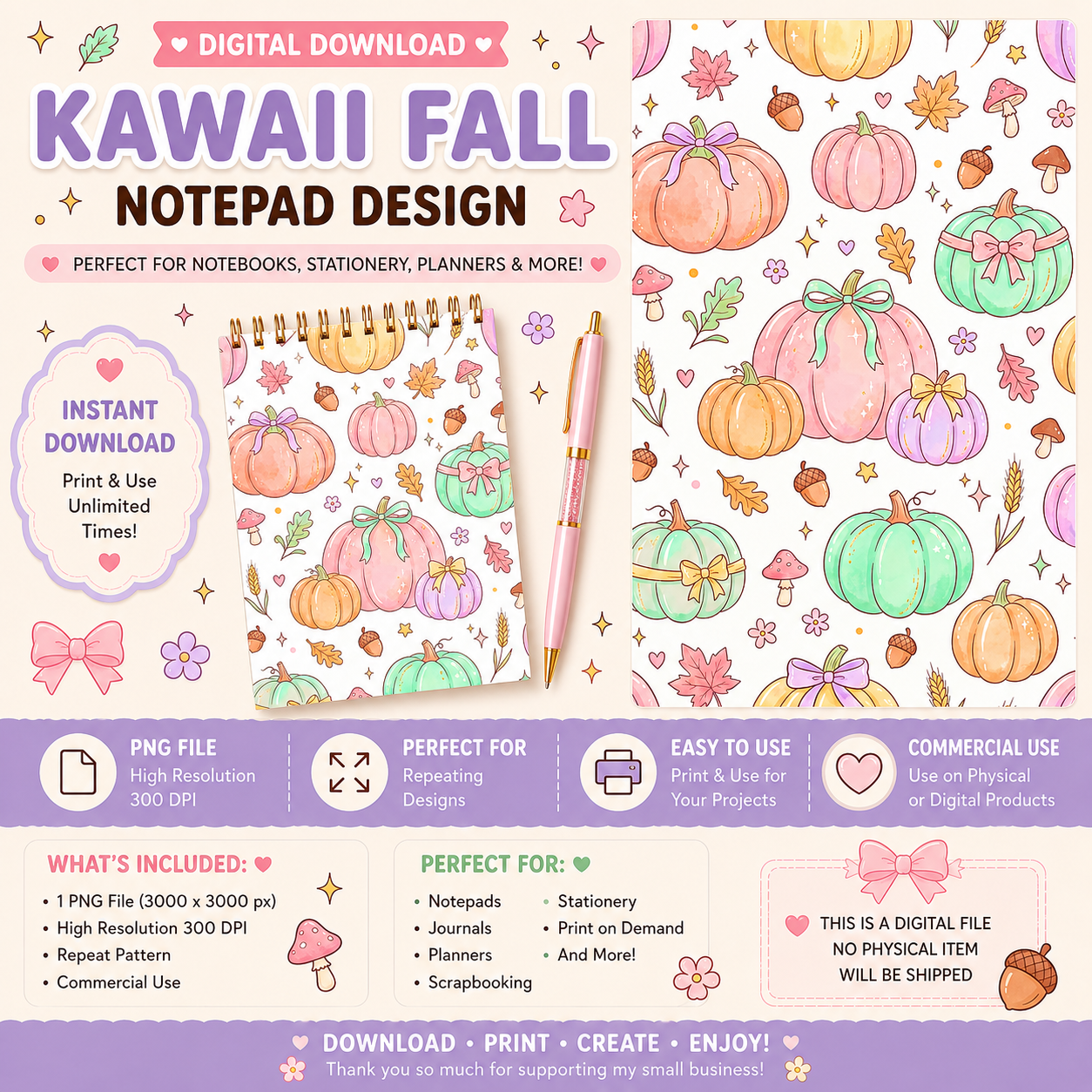 Pastel Pumpkin Notepad Design #4