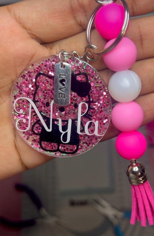 KITTY KEYCHAIN- BEADS INCLUDED