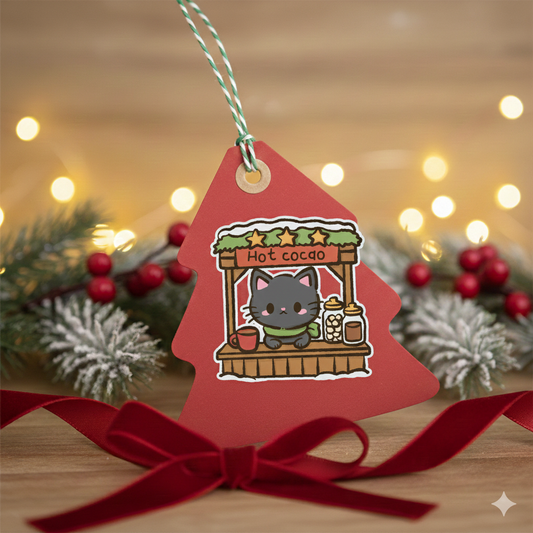 Black Cat Hot Coco Cute Kawaii Christmas Sticker