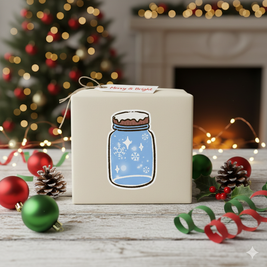 Winter Mason Jar Cute Kawaii Christmas Sticker