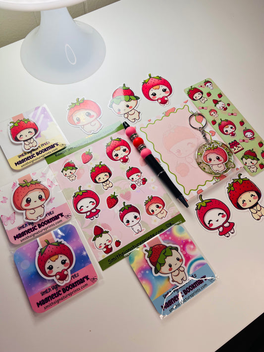Kawaii Strawberry Grab Bag – Cute Stationery, Stickers, Memo Pads, and Surprise Goodies