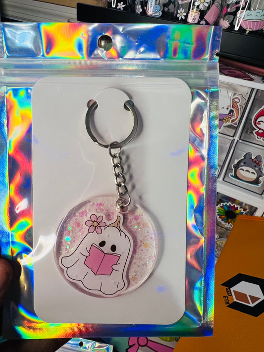 Kawaii Halloween Reading Ghost Keychain (Clearance Sale)