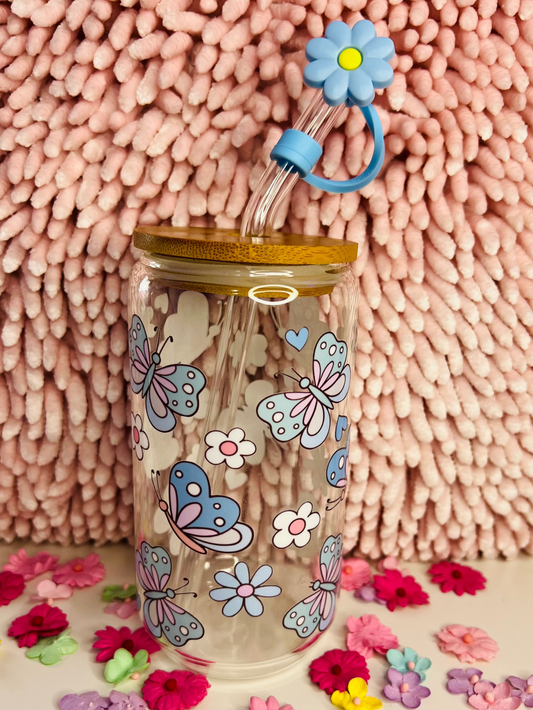 Butterfly Field 16 oz. Glass Cup
