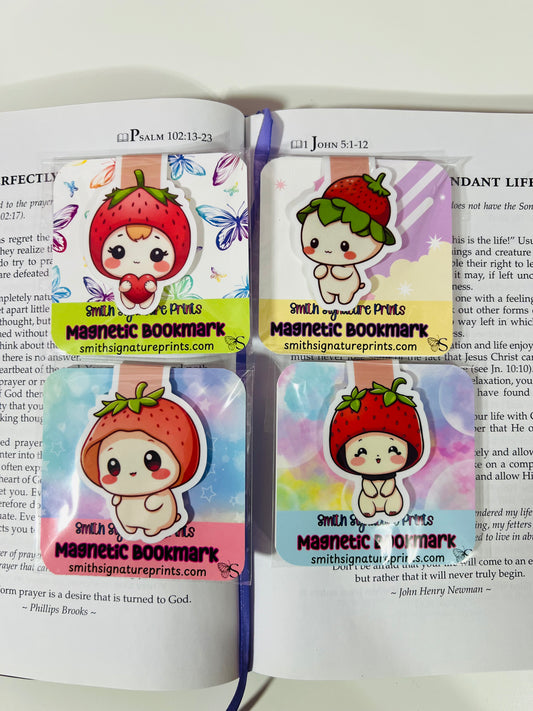 Strawberry Whimsy Magnetic Bookmark set
