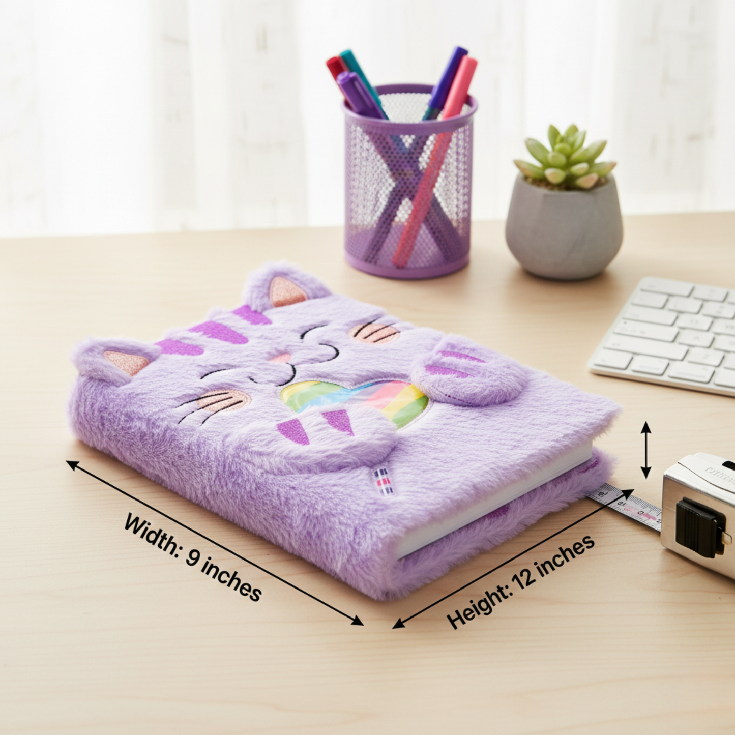 Kawaii Furry Purple Cat Sticker Journal (Sketch Pad)
