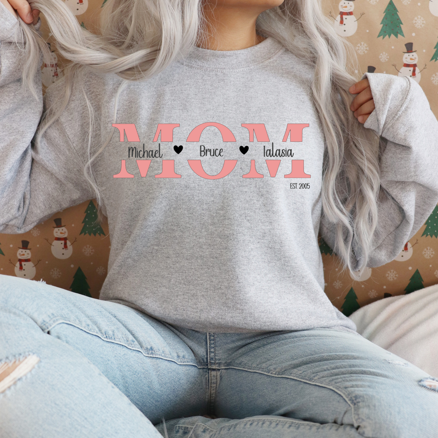 Glitter "Mom" Shirt with Children's Names