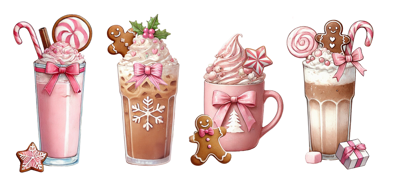 Pink Christmas Milkshake 16 oz glass cup