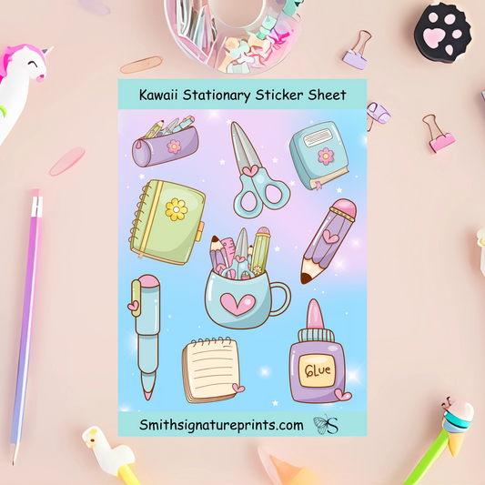 Kawaii Stationary Sticker Sheet